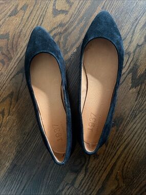 Black Suede Pointed Ballet Flats by